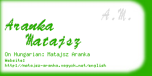 aranka matajsz business card